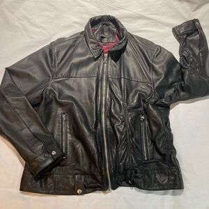 John Varvatos SheepSkin Leather Jacket, Men’s size XL, READ